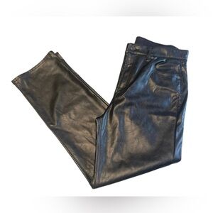 Gap Cheeky Straight Sky High Rise Pants Women's Size 10 Black Faux Leather Y2K